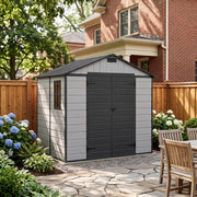 Plastic Garden Shed 8x4FT 8x6FT 8x8FT Apex Roof Outdoor Storage Sheds Tool Box