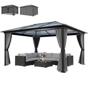 3.6 x 4m Aluminium Hardtop Gazebo Canopy with Polycarbonate Roof & Sidewalls
