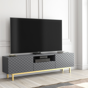 TV Unit TV Stand Sideboard Cabinet Cupboard White Gold Carved Doors Storage 180