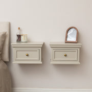 Pair of Taupe-Grey Wall Mounted Bedside Tables - Daventry Taupe-Grey Range
