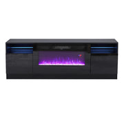 70inch Black TV Stand Cabinet Electric Fireplace Unit 12 LED Colour Fire Flame