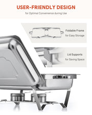 WILPREP 4 Pack Chafer Chafing Dish Set 9L Stainless Steel Bain Marie Food Warmer