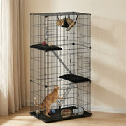 3-Tier Large Cat Cage Indoor, Detachable Metal Wire Kennel w/ Hammock