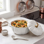 Pumpkin Shaped Enameled Cast Iron Casserole Pot with Lid Halloween Dutch Oven