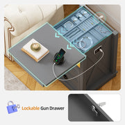 Bedside Cabinets with Hidden Drawer, LED Bedside Table with Charging Station
