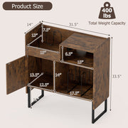 Large Turntable Cabinet Record Player Stand with Power Outlets Vinyl Holder