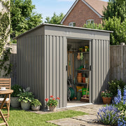 8ft x 4ft Metal Shed Garden Storage Tool Shed Galvanised Steel w/ Foundation Kit