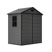 Outdoor Garden Shed 6x4ft Plastic Tool Bike Storage House w/ Lockable Two Doors
