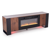 Wooden TV Stand Cabinet Unit with Electric Fireplace 12 Colour LED Fire Heater