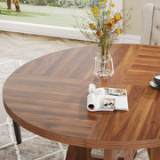 Round Dining Table for 4-6 People,120 cm Farmhouse Kitchen Table for Dining Room
