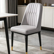 Set of 2 Dining Chairs PU Leather Padded Seat Metal Legs Home Kitchen Office