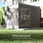 3 x 3(m) Pergola with Retractable Roof and Curtains, Light Grey