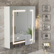 Bathroom Mirror Cabinet LED Wall Mounted 650x600mm with Demister Shaver Storage