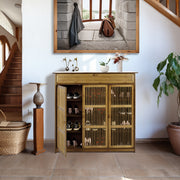 Bamboo Shoe Cabinet with Doors Shoe Rack Living Room Entryway Closet Organizers