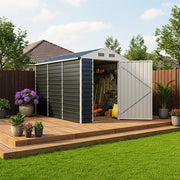 Garden Shed Metal Apex Roof Outdoor Storage House With Ventilation & Padlock