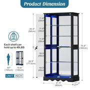 Display Cabinet with Glass Doors, Tall Curio Cabinet with LED Lights for Figures