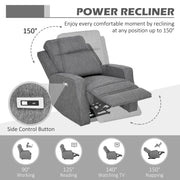 Electric Armchair, Fabric Recliner Chair with USB Port, Charcoal Grey