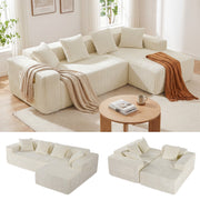 JUMBO CORD MODULAR L SHAPE CORNER SOFA 4 SEATER FURNITURE SETTEE SUITE POUFFE UK