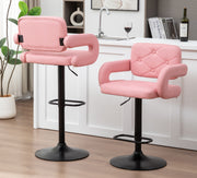 2 LARGE BAR STOOLS PLUSH SEAT GAS LIFT SWIVEL BREAKFAST KITCHEN BAR LARGE SEAT