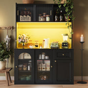 Tall 167cm Kitchen Storage Cabinet w/ App Control LED & Anti-Tip Safety, Black