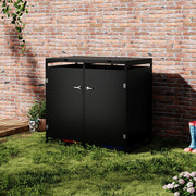 Dual Wheelie Bin Storage Metal Store Cover Garden Rubbish Dustbin 2 Shed Shelter