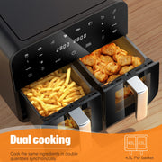 Air Fryer 9L Dual Basket 8 Program for Oil Free & Low Fat Healthy Cooking 2400W
