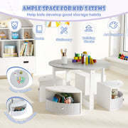 Kids Activity Table and Chair Set with 4 Fabric Drawers-Grey
