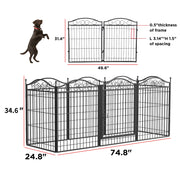 8 Panels Dog Playpen Heavy-duty Cage Lockable Door Garden Barrier Exercise Fence