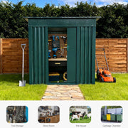 Metal Garden Shed 6 X 4ft Outdoor Yard Storage Tool House Slide Door &VENT GREEN