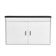 Hallway Shoe Cabinet Bench White Black PU Cushion Padded Seat Storage Shoe Rack