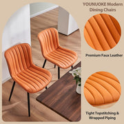Set of 2 Faux Leather Dining Chairs High Back Padded Metal Leg Kitchen Chairs UK
