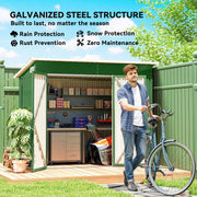 Outdoor Storage Shed, 7.5 x 4.3ft Metal Garden Shed, Green, Refurbished