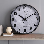 30cm Grey Marble Wall Clock Silent Living Room Bedroom Office Home Decor UK
