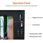Electric Fireplace Log Burning Flame Effect Stove Fire Heater Black 750/2000W UK