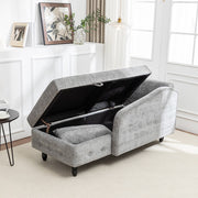 Single Chenille Fabric Sofa Bed Grey Chaise Lounge Bed with Storage