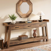 70.9-Inch Long Console Table with 3 Drawers & Open Storage Shelves for Entryway
