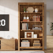 5-Tier Tall Solid Wood Bookcase Modern Large Bookshelf Display Storage Shelves