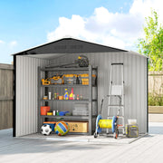 8 x 6ft Metal Garden Storage Shed with Double Door, Dark Grey