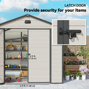 Outsunny 8 x 6ft Garden Shed Storage w/ Foundation Kit, Vents, Cream White