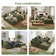 JUMBO CORD MODULAR L SHAPE CORNER SOFA 4 SEATER FURNITURE SETTEE SUITE POUFFE UK