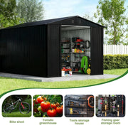 8 x 10 FT Garden Shed Storage Shed Waterproof with Slide Door and Vents, Grey