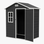 8x6 6x6 5x3 Plastic Garden Shed with Floor Window Lockable Door Wood Grain Grey