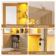 Display Cabinet with Glass Doors, Adjustable Shelves & LED Lights, Home Office