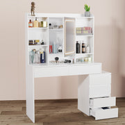 Dressing Table With 6 Drawers LED Mirror Set Makeup Desk Vanity Table Bedroom
