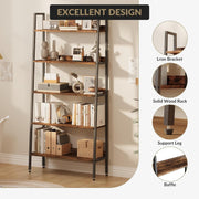 Rustic Unit Wood Bookcase Bookshelf 5 Tier Industrial Storage Display Shelving