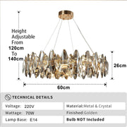 Luxury Crystal LED Chandeliers,Modern Crystal Ceiling Light for Dining Room