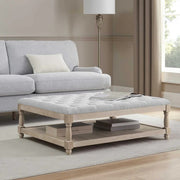 Dusk Knaresborough Light Grey Linen Button Back Coffee Table Pouffe RRP £399