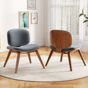Modern Accent Chair Upholstered Side Chair with Curved Backrest-Brown
