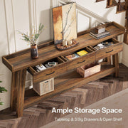 70.9-Inch Long Console Table with 3 Drawers & Open Storage Shelves for Entryway