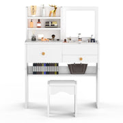 Dressing Table With Drawers Mirror Stool Set Makeup Desk Vanity Table Bedroom